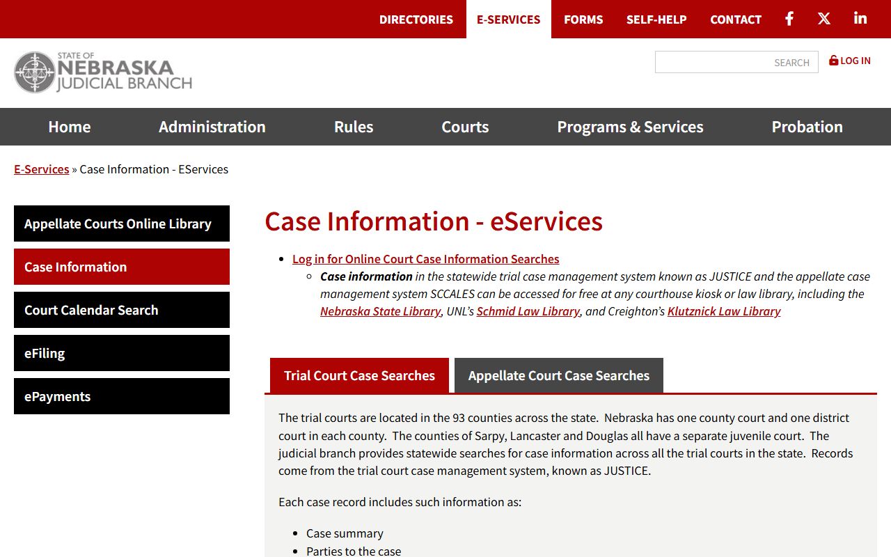 Nebraska case information for Saline County court records after jail arrest