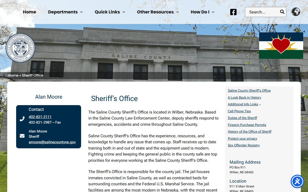 Saline County Law Enforcement Center inmate lookup and sheriff office page