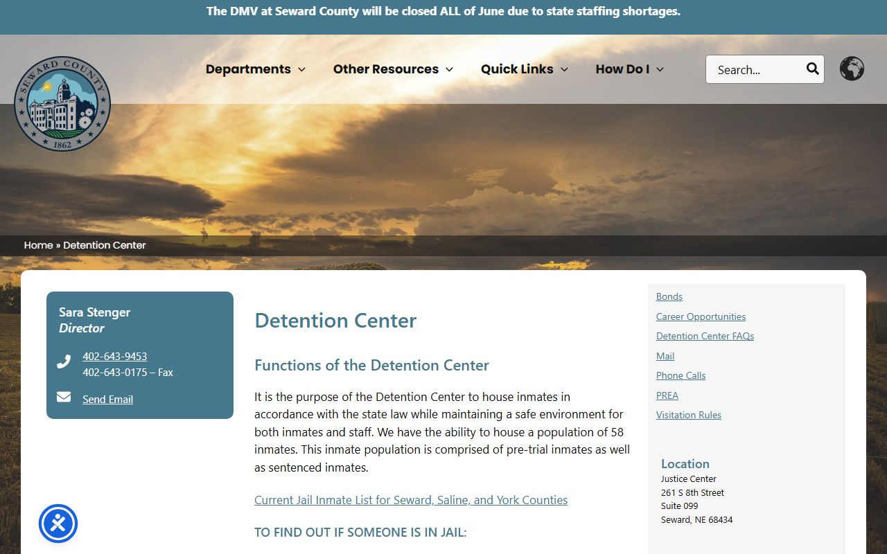 Saline County Law Enforcement Center inmate roster shared detention list source